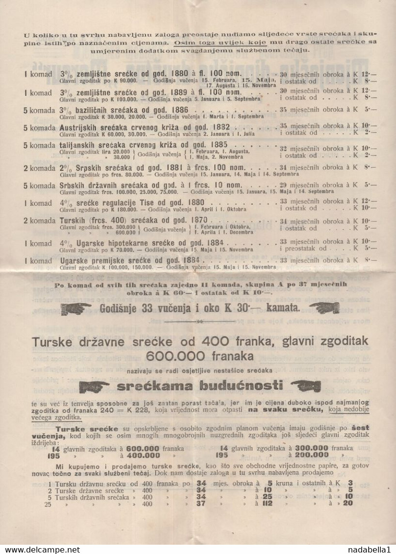 1905. CZECHIA,PRAGUE BRANCH,MERKUR EXCHANGE - SHAREHOLDING SOCIETY,LOTTERY MARKET BULLETIN,SERBO CROATIAN ISSUE - Other & Unclassified