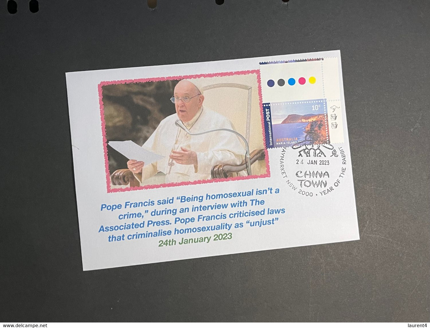 (2 Oø 3) Pope Francis In Vatican City Says "Being Homesexual Isn't A Crime"... With OZ Stamp - Otros & Sin Clasificación