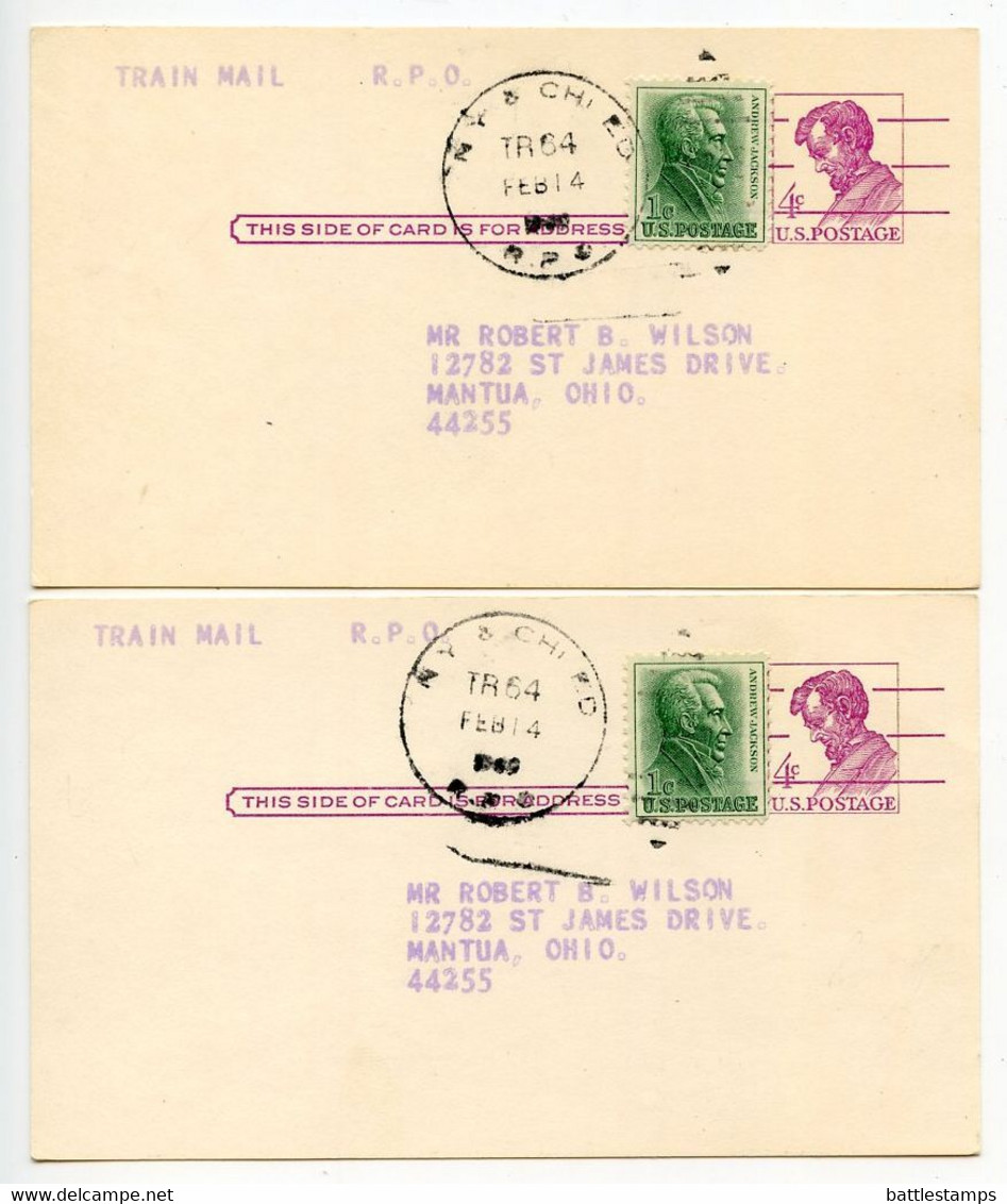 United States 1969 Scott UX48 Lincoln 5 Uprated Postal Cards, Mix Of Railway Post Office Postmarks - 1961-80