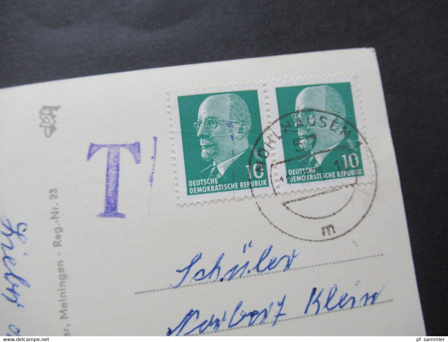 DDR 1960er Jahre Mehrbild AK Mühlhausen Thüringen Stadtberg Haus Des Handwerks Mit Violettem Nachporto Stempel T - Briefe U. Dokumente