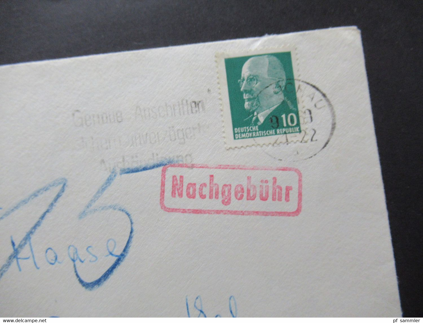 DDR 1969 Blaustift Nachporto 15 Fernbrief Nach Bremen Blumenthal / Roter Nachgebühr Stempel - Briefe U. Dokumente