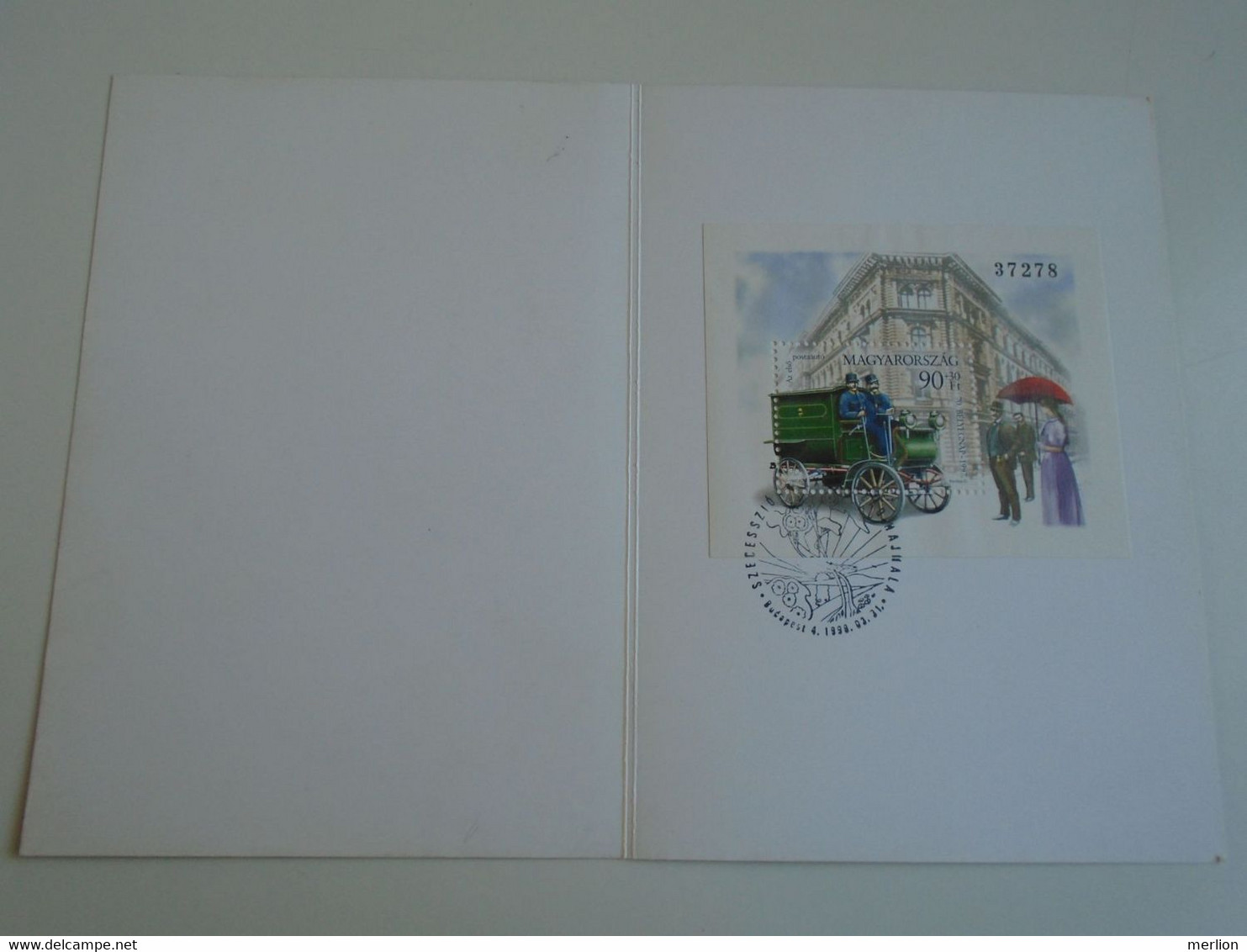 D193280    Hungary  - Bélyegnap 1997  -Stamp Day - The First Postal Automobile -  Comm Handstamp Art Nouveau  1999 - Briefe U. Dokumente