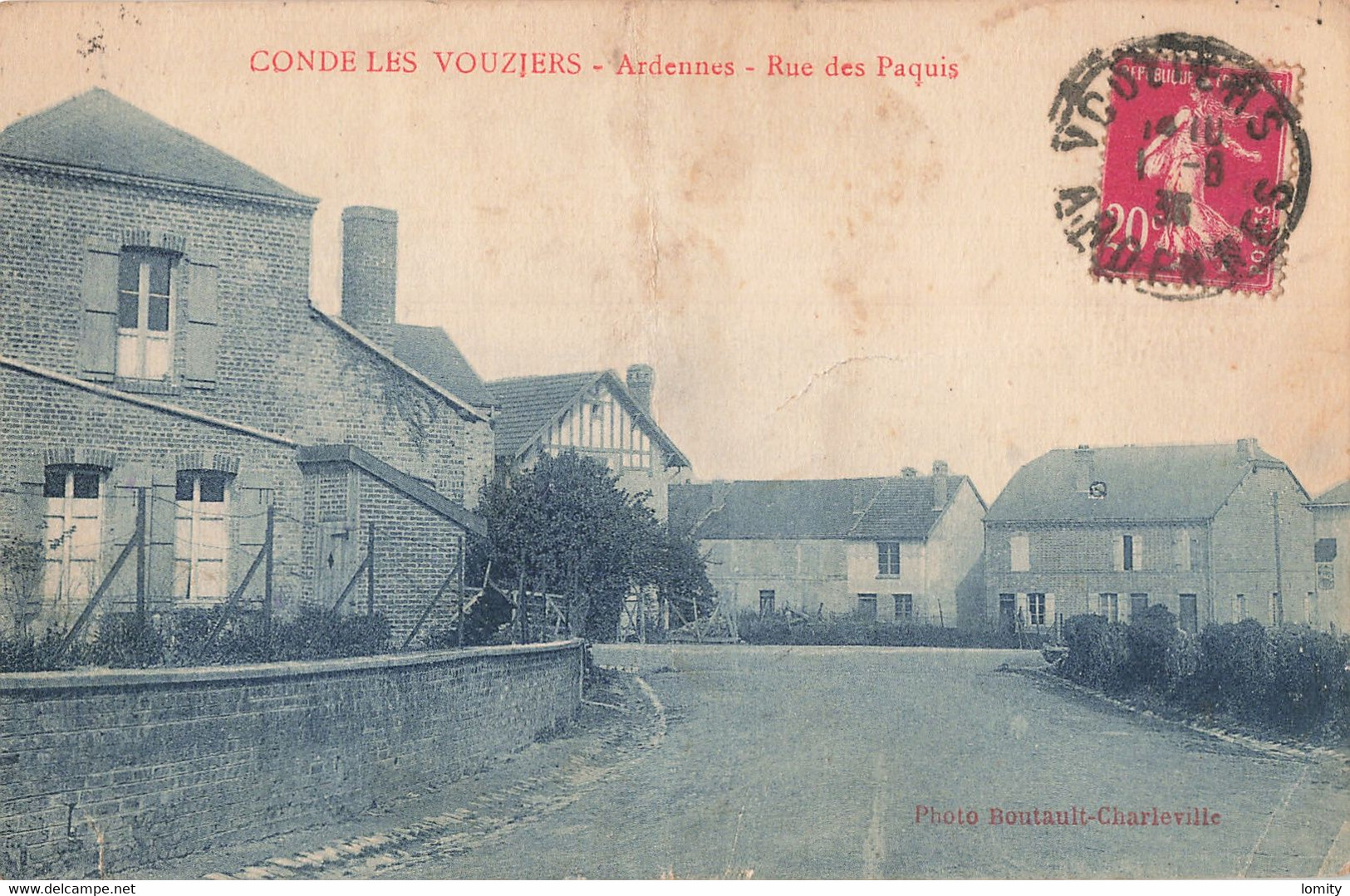 08 Condé Les Vouziers CPA Rue Du Paquis , Voir état Ci Dessous - Altri & Non Classificati