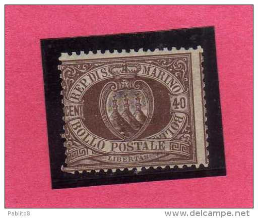 SAN MARINO 1892 - 1894 STEMMA COAT OF ARMS ARMOIRIES CENT.40 MNH - Neufs