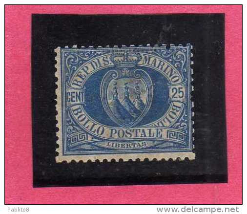 SAN MARINO 1894 - 1899 STEMMA COAT OF ARMS ARMOIRIES CENT. 25 MNH - Unused Stamps