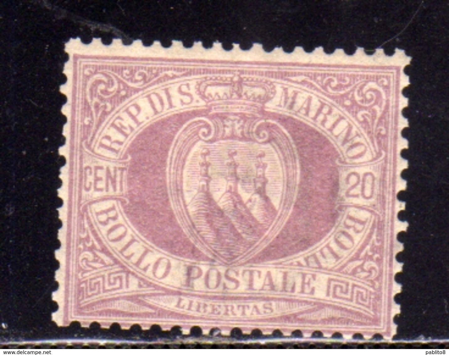 REPUBBLICA DI SAN MARINO 1894  1899 STEMMA COAT OF ARMS ARMOIRIES CENT.20 MNH  DISCRETA CENTRATURA - Unused Stamps