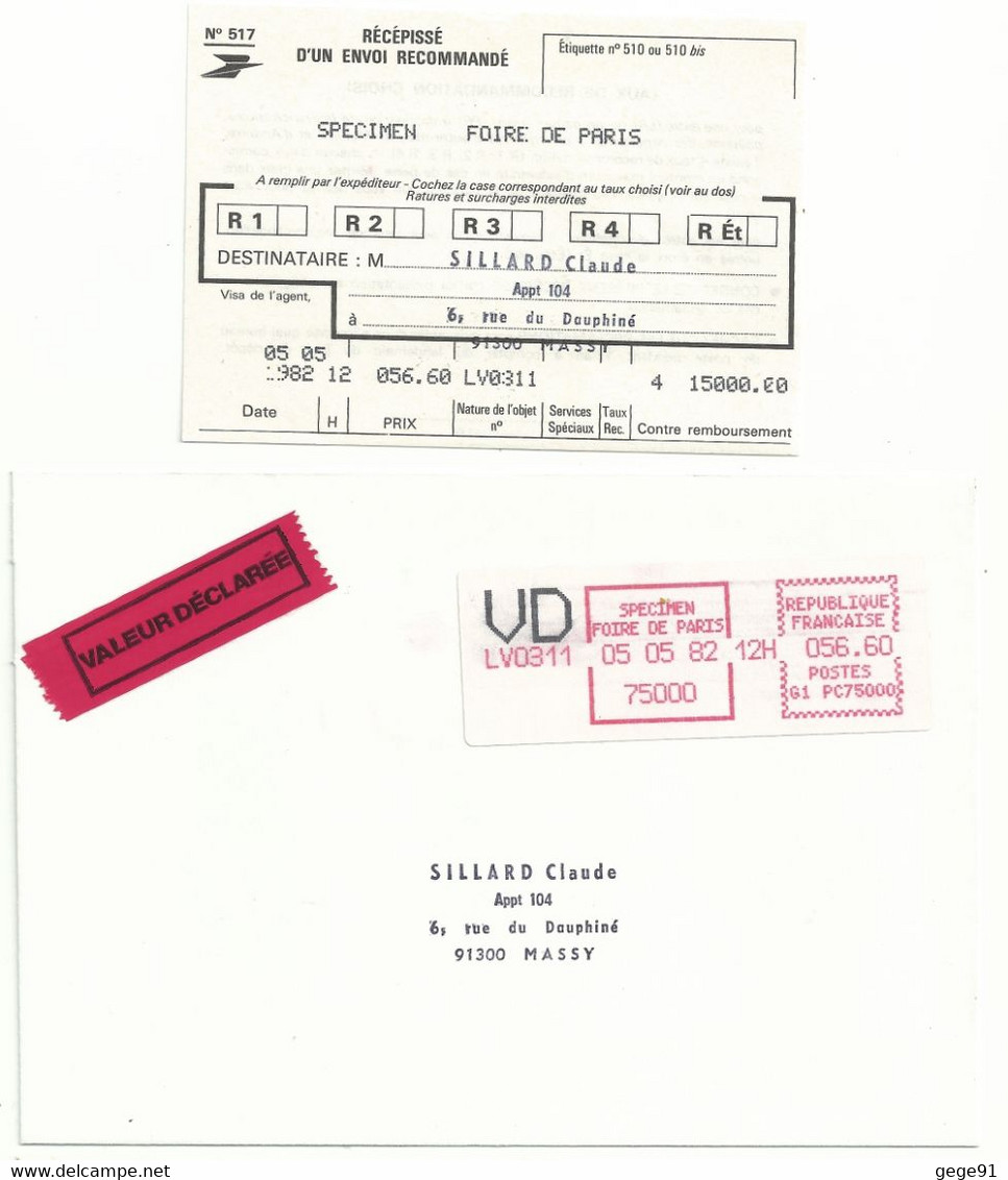 Vignette D'affranchissement De Guichet - Mog - Spécimen De Démonstation à La Foire De Paris - Valeur Déclarée - 1969 Montgeron – Papel Blanco – Frama/Satas