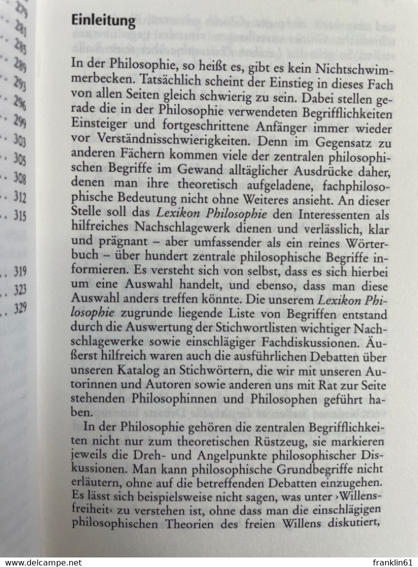 Lexikon Philosophie : Hundert Grundbegriffe. - Philosophy