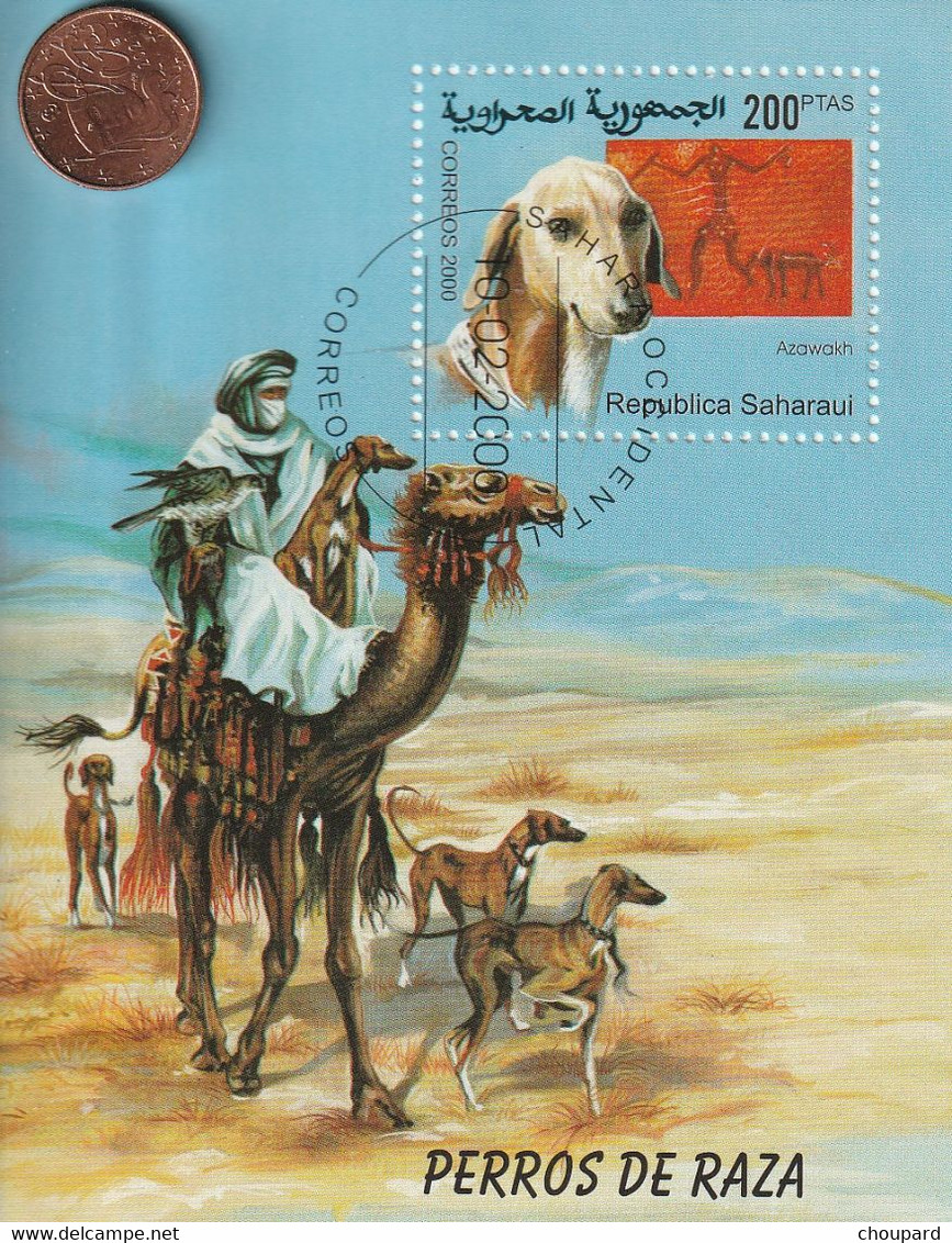 Timbre  Illustrée Avec Des Chiens Lévriers SLOUGHI - Marruecos (1956-...)