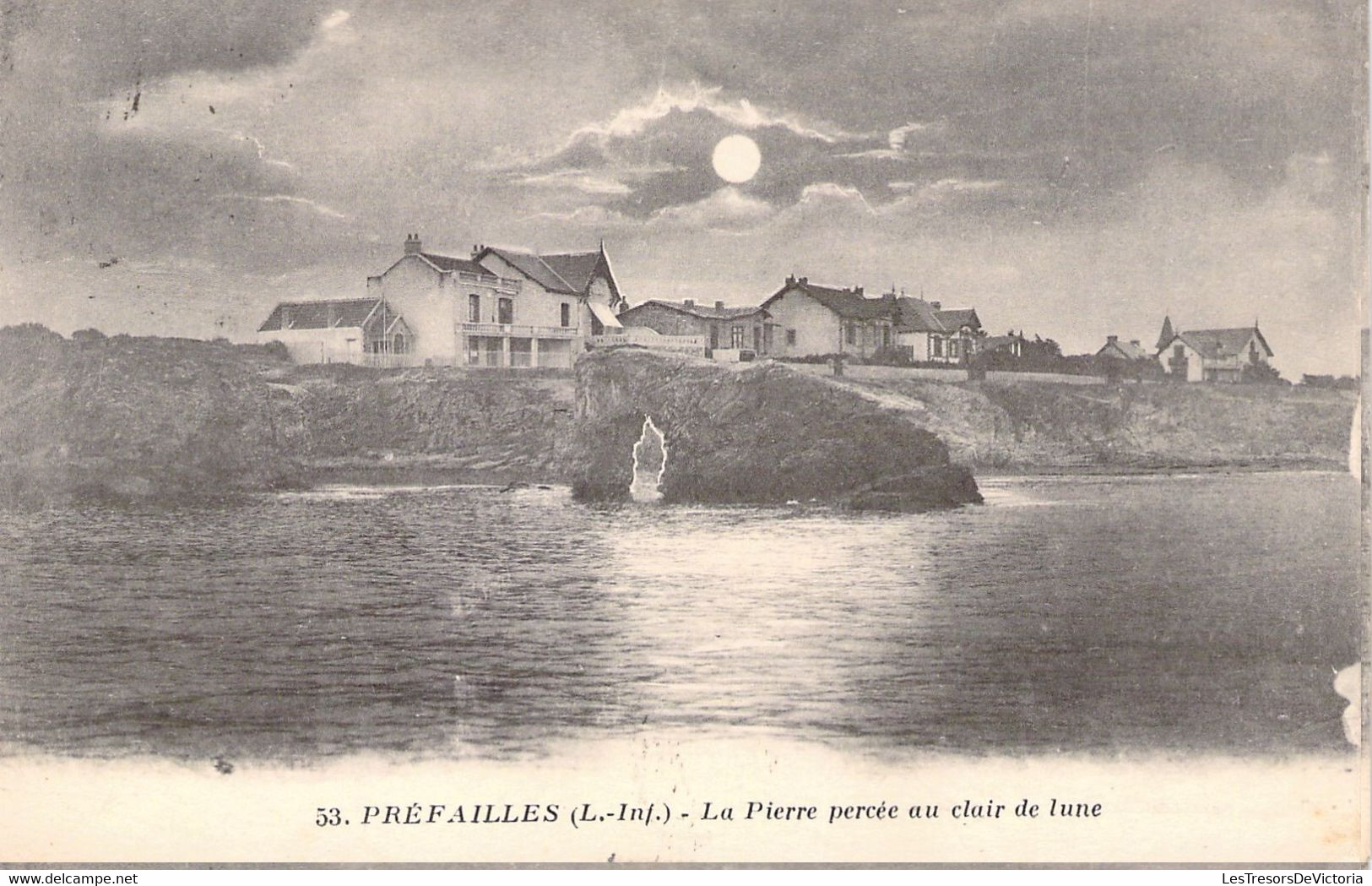 44 - PREFAILLES - La Pierre Percée Au Clair De Lune - Carte Postale Ancienne - Préfailles