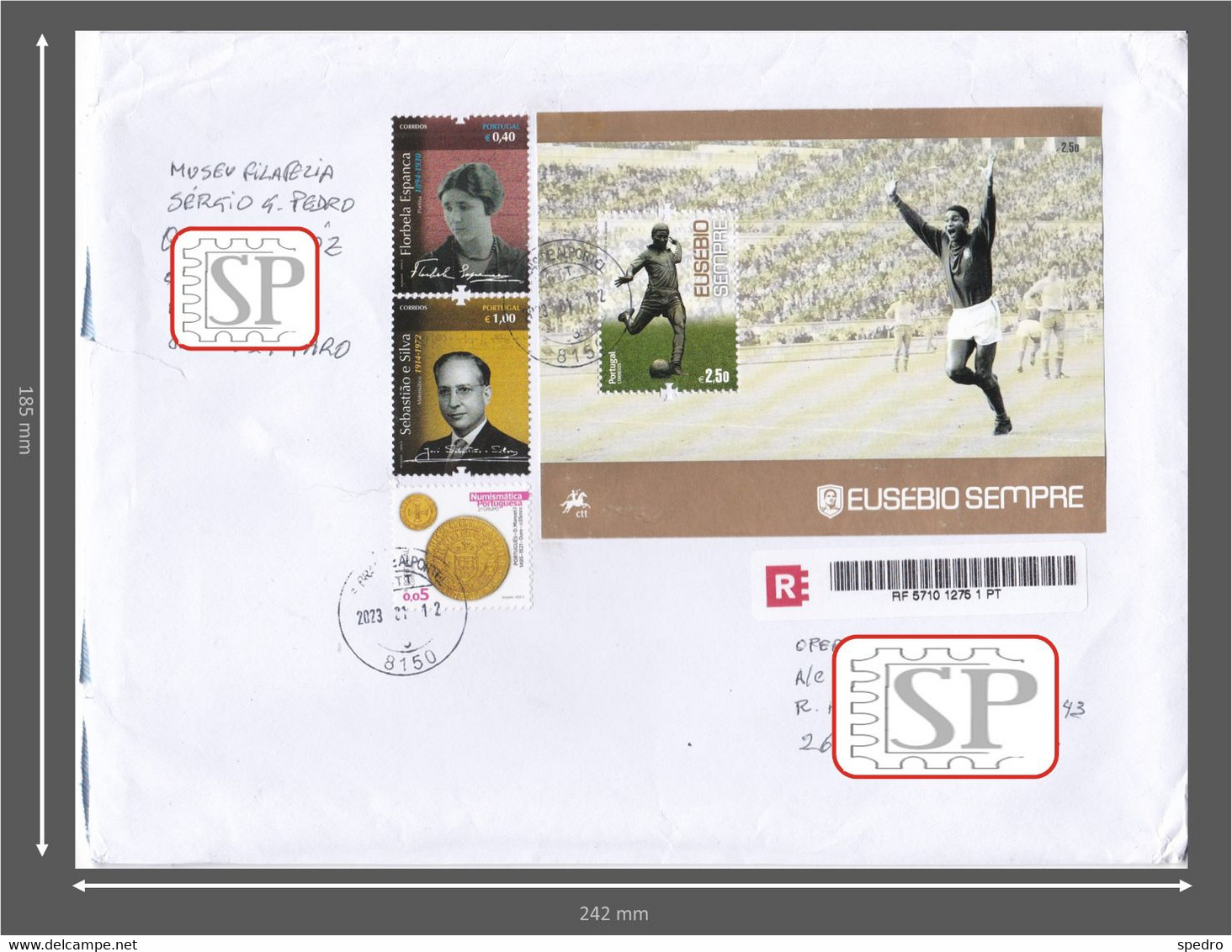 Portugal 2014 Eusébio Futebol Football Soccer Vultos Cultura Florbela Espanca Sebastião E Silva Writter Education - Cartas & Documentos