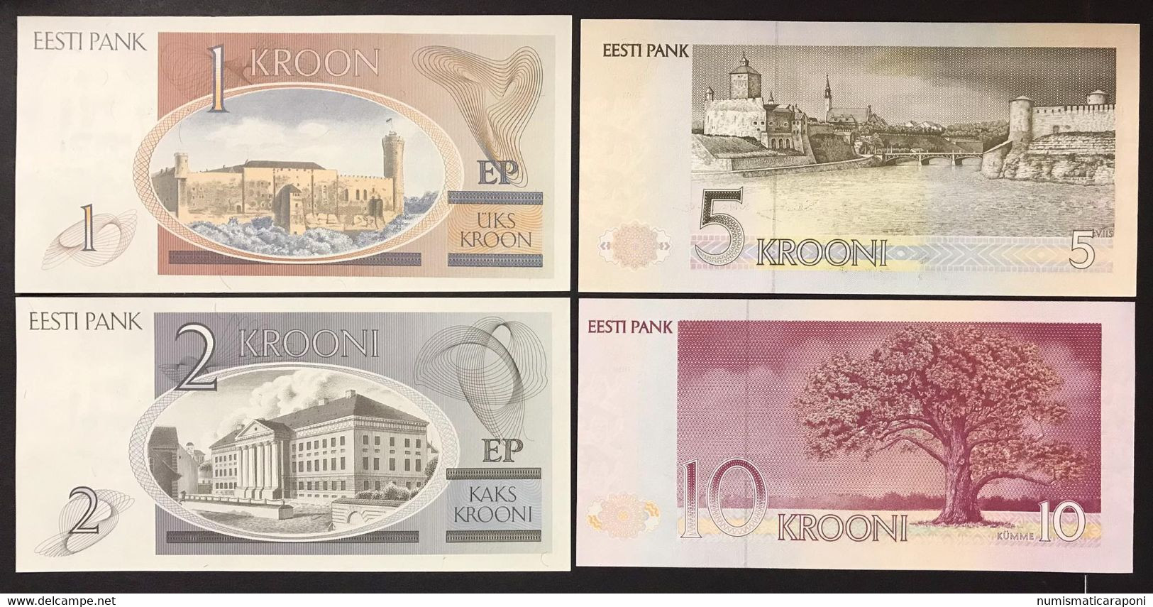 Estonia 1991 5 + 10 + 1992 1 + 2 Eesti Pank Q.FDS  UNC-  Lotto 4360 - Estland