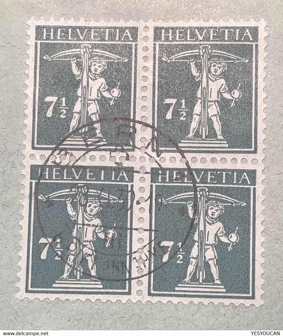 ZNr 138 III Seltener LUXUS VIERERBLOCK Tellknabe Brief E.KOTTELAT BERN 1939 (Schweiz Briefmarkenhändler Stamp Dealer - Covers & Documents