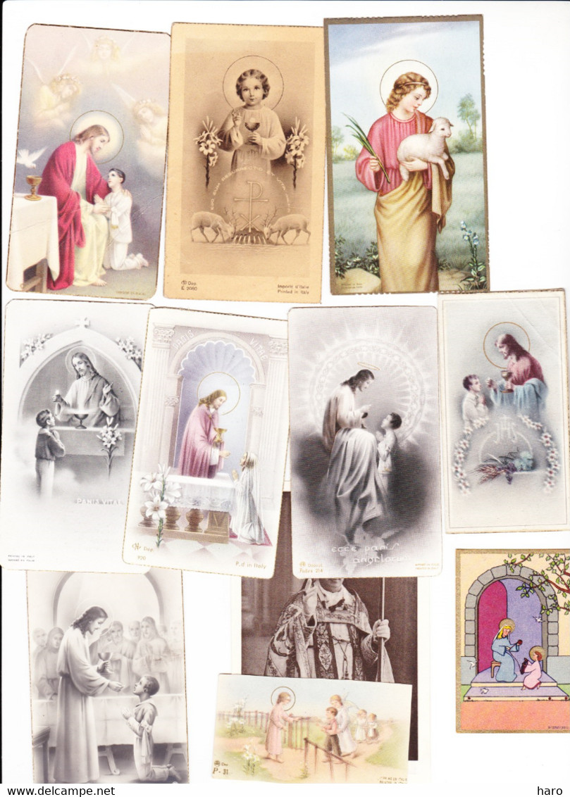 Lot De 22 Images Pieuses Anciennes – Enluminures Chrétiennes, Made In France, Papier/carton