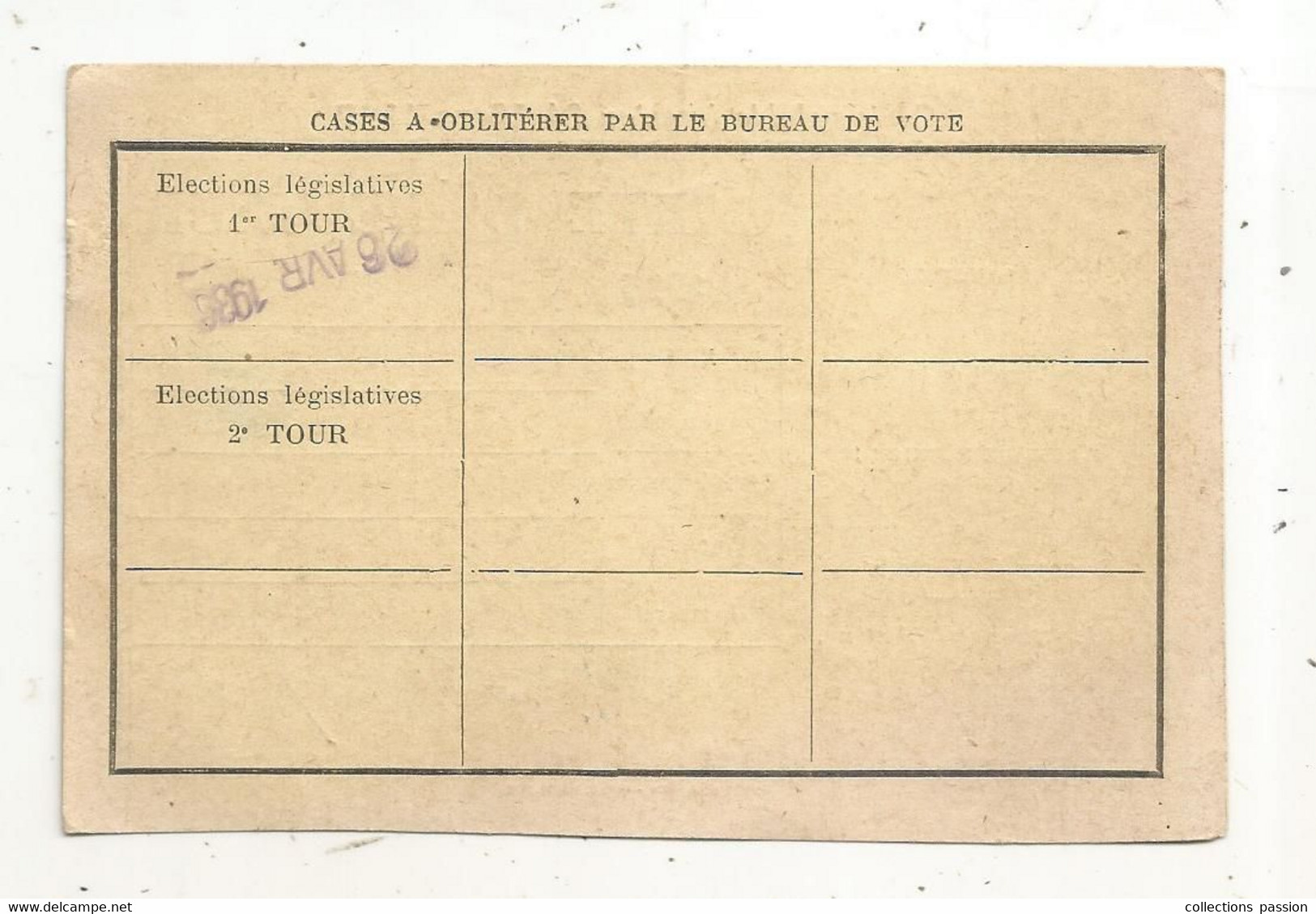 Carte D'électeur ,2 Scans , 1936 , Mairie De LA FLOCELLIERE,  Vendée - Ohne Zuordnung
