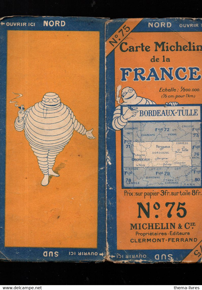 Carte Michelin   N°75   2435-19    Bordeaux-Tulle   (M5121) - Cartes Routières