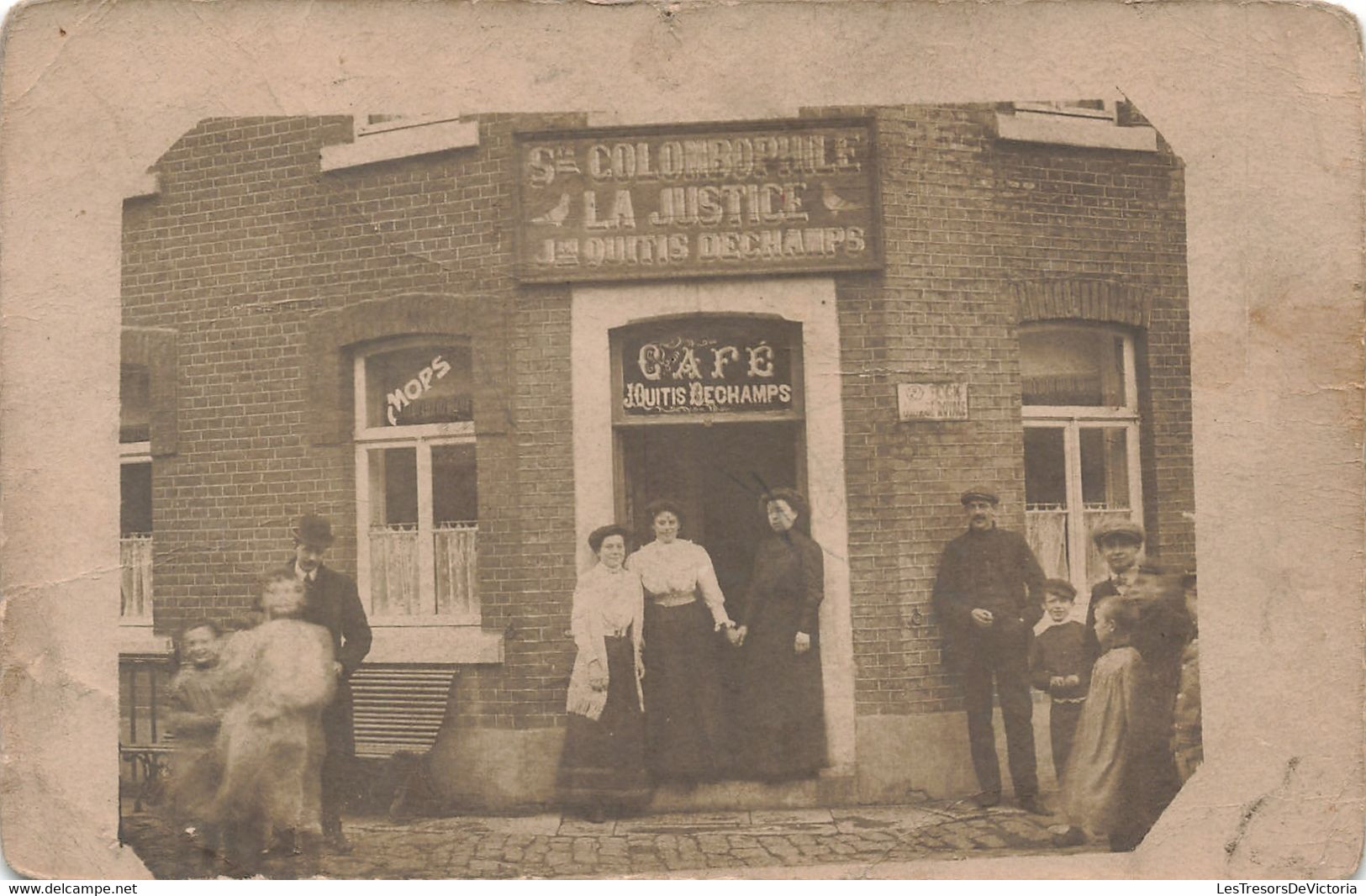 Café - Carte Photo - Colombophile - Animé - J. Quitis Dechamps - Daté 1911- Carte Postale Ancienne - Cafés