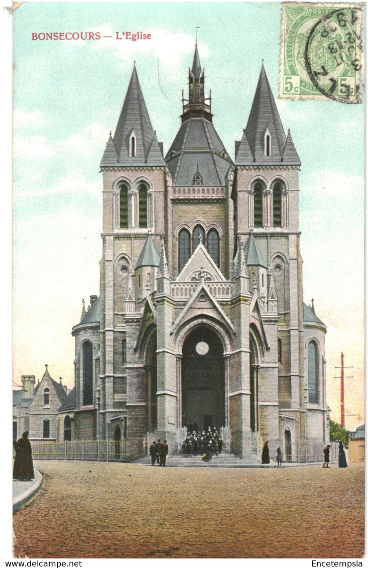 CPA Carte Postale Belgique Bonsecours L'église 1908  VM62726 - Péruwelz