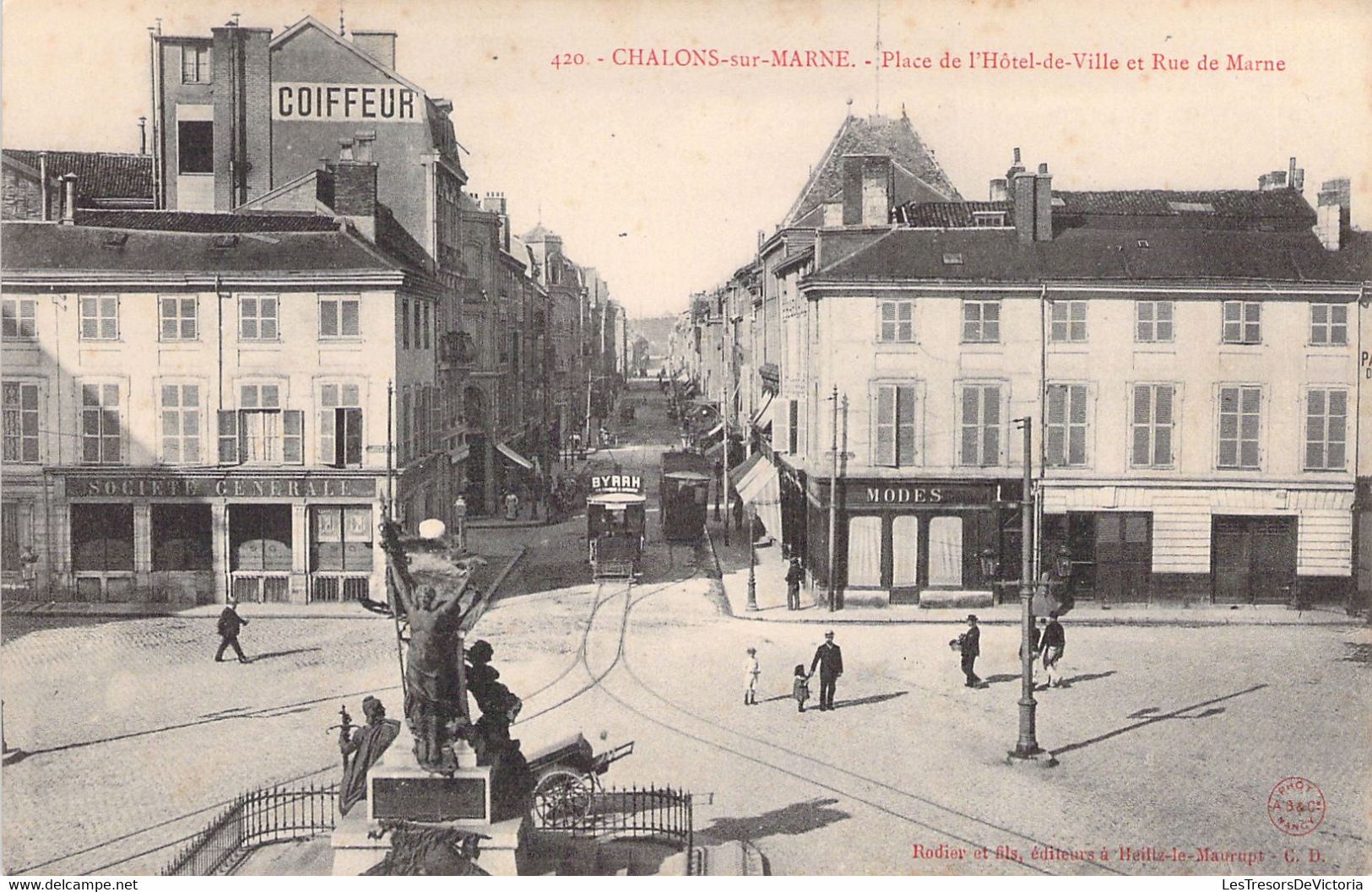 FRANCE - 51 - CHALONS SUR MARNE - Place De L'Hôtel De Ville Et Rue De Marne - Tram - Carte Postale Ancienne - Châlons-sur-Marne