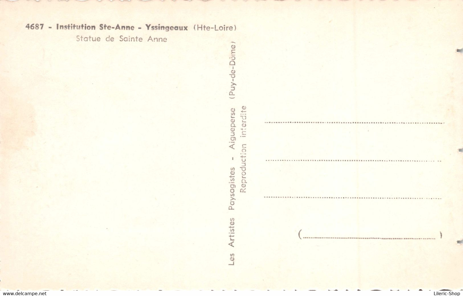 [43] YSSINGEAUX - Institution Sainte-Anne - Statue De Sainte-Anne Cpsm Dentelée ± 1950 ♣♣♣ *** - Yssingeaux