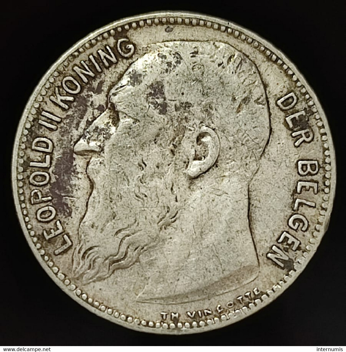 Belgique / Belgium, 1 Frank, 1909, Leopold II, Argent (Silver), TB (VF), KM#57 - 1 Franc