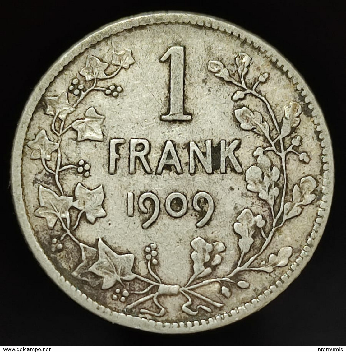 Belgique / Belgium, 1 Frank, 1909, Leopold II, Argent (Silver), TB (VF), KM#57 - 1 Franc