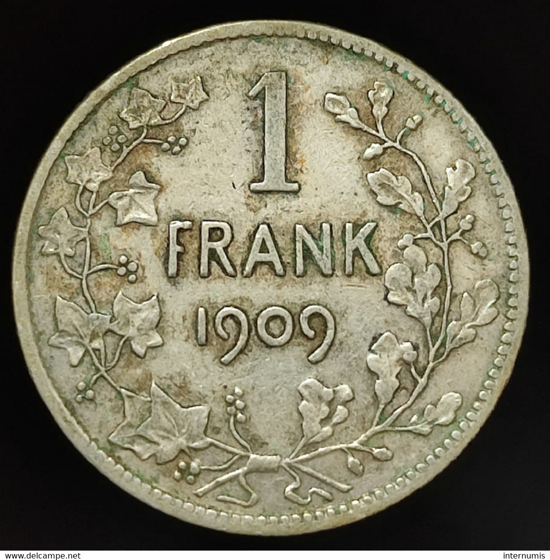 Belgique / Belgium, 1 Frank, 1909,  Leopold II, Argent (Silver), TTB (EF), KM#57 - 1 Frank