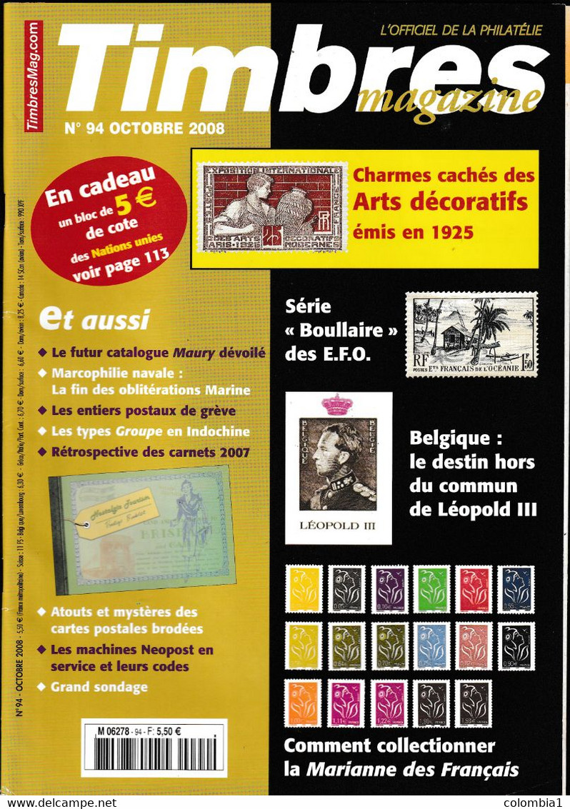 Revues Timbres Magazine2008 N° 92/93/94 (voir Descriptif) - Français (àpd. 1941)