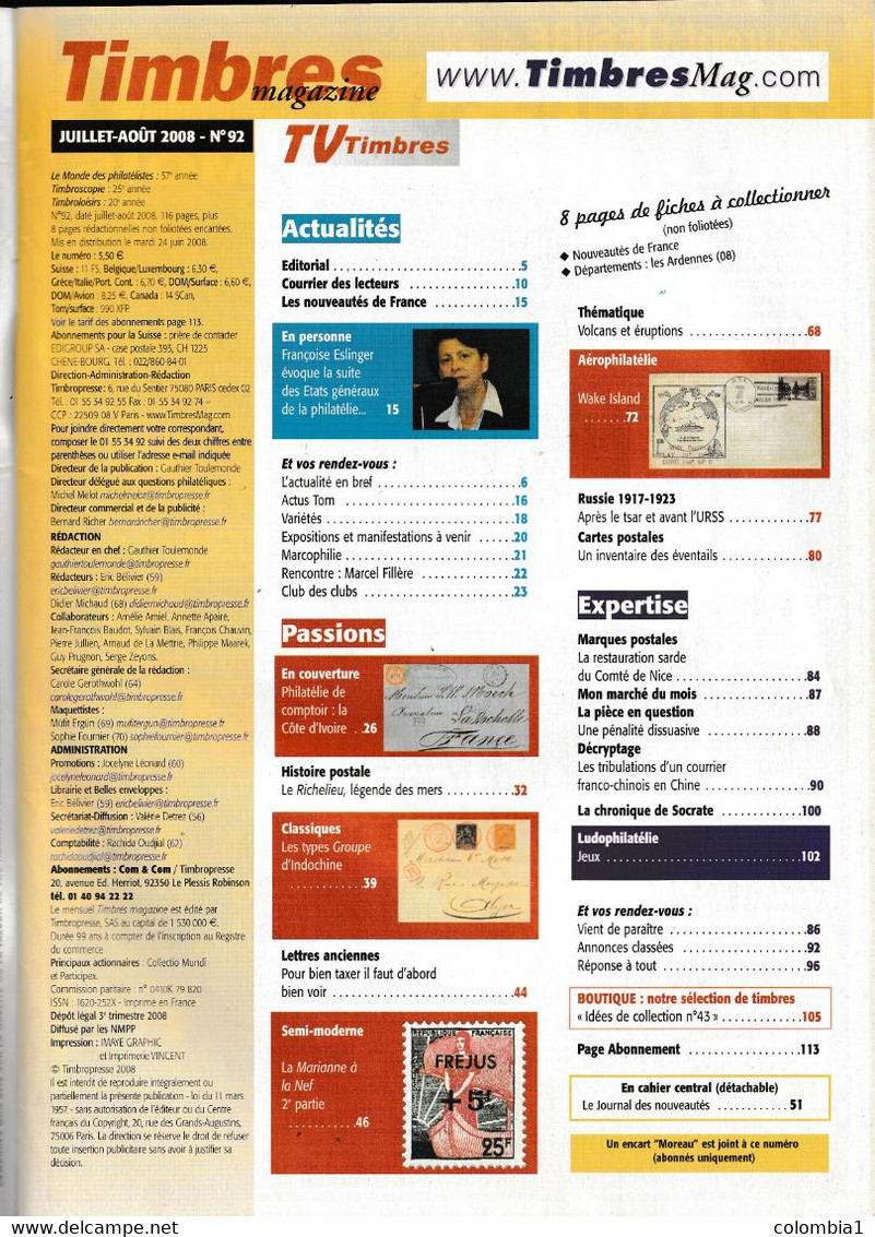 Revues Timbres Magazine2008 N° 92/93/94 (voir Descriptif) - Français (àpd. 1941)