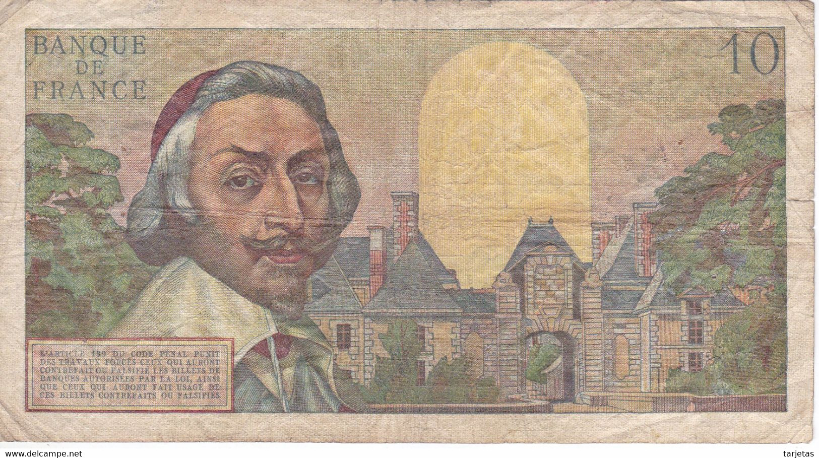 BILLETE DE FRANCIA DE 10 FRANCS DEL 5-3-1959 DE RICHELIEU  (BANKNOTE) - 10 NF 1959-1963 ''Richelieu''