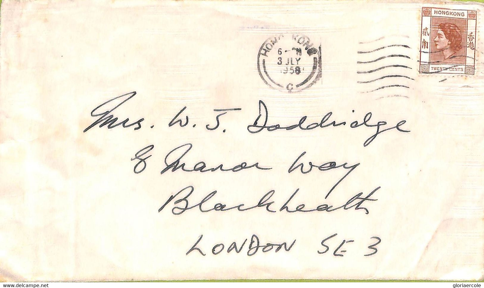 Ac6663 - HONG KONG - POSTAL HISTORY -   COVER To ITALY   1958 - Lettres & Documents