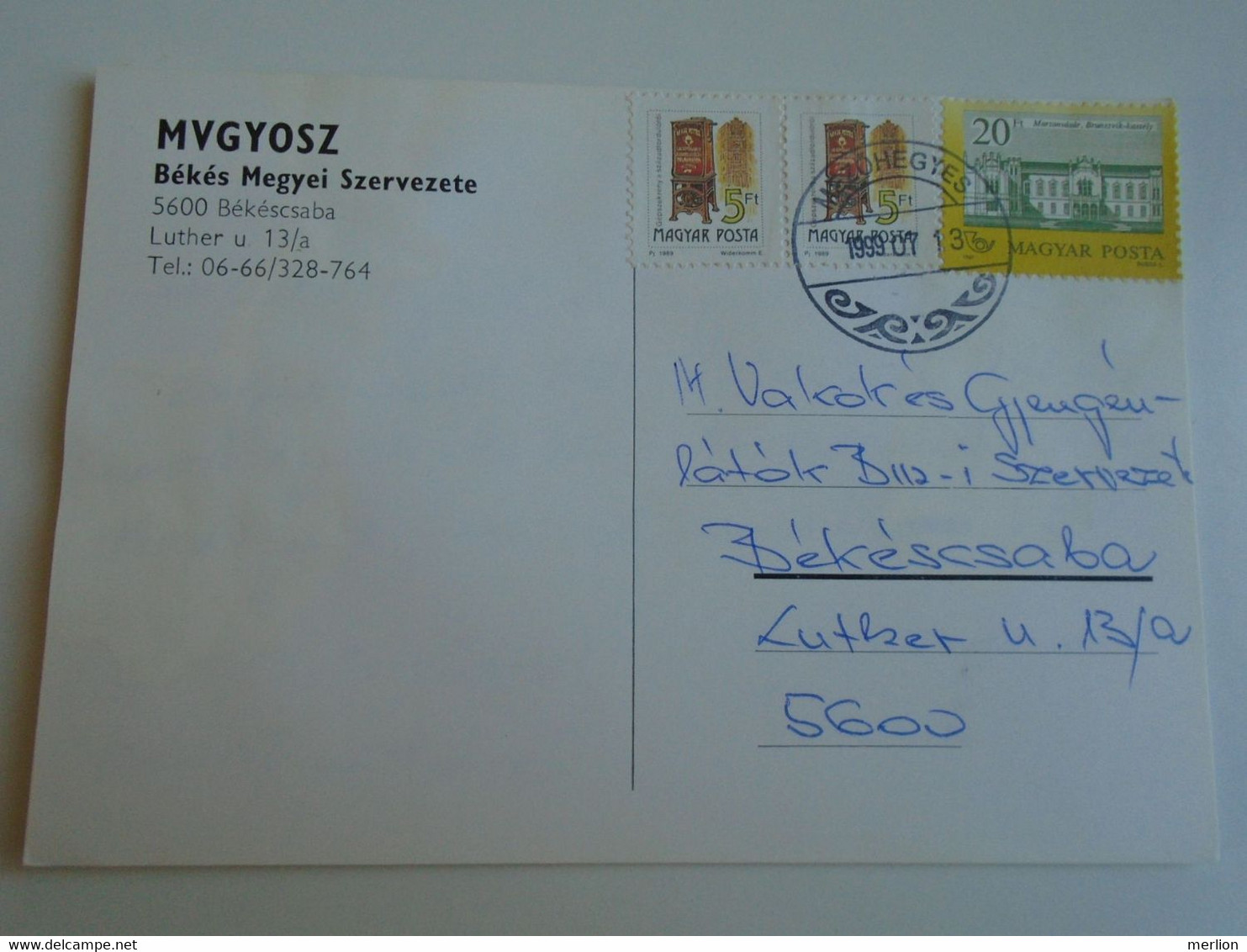 D193284    Hungary  - Postcard  - Levelezőlap  MVGYOSZ Békés Megye  - 1999 Mezőhegyes - Storia Postale