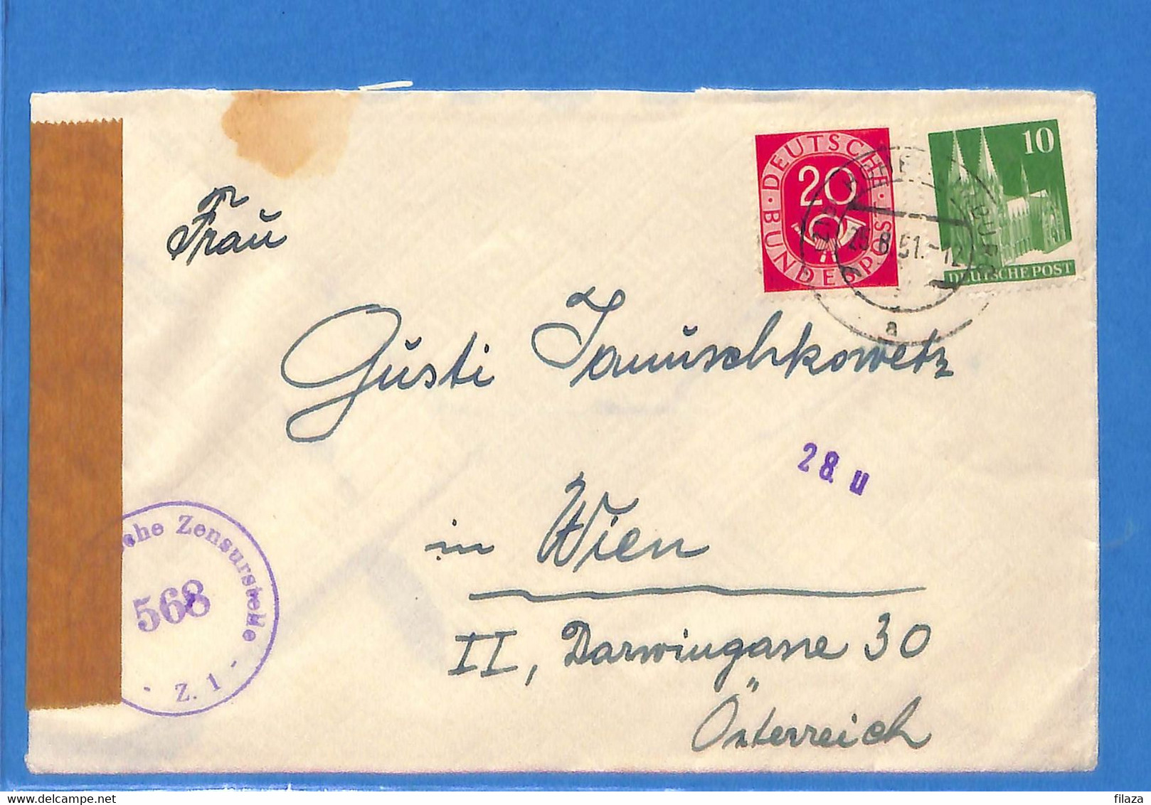 Allemagne Republique Federale 1951 Lettre Avec Censure De Hohenlimburg (G13855) - Other & Unclassified