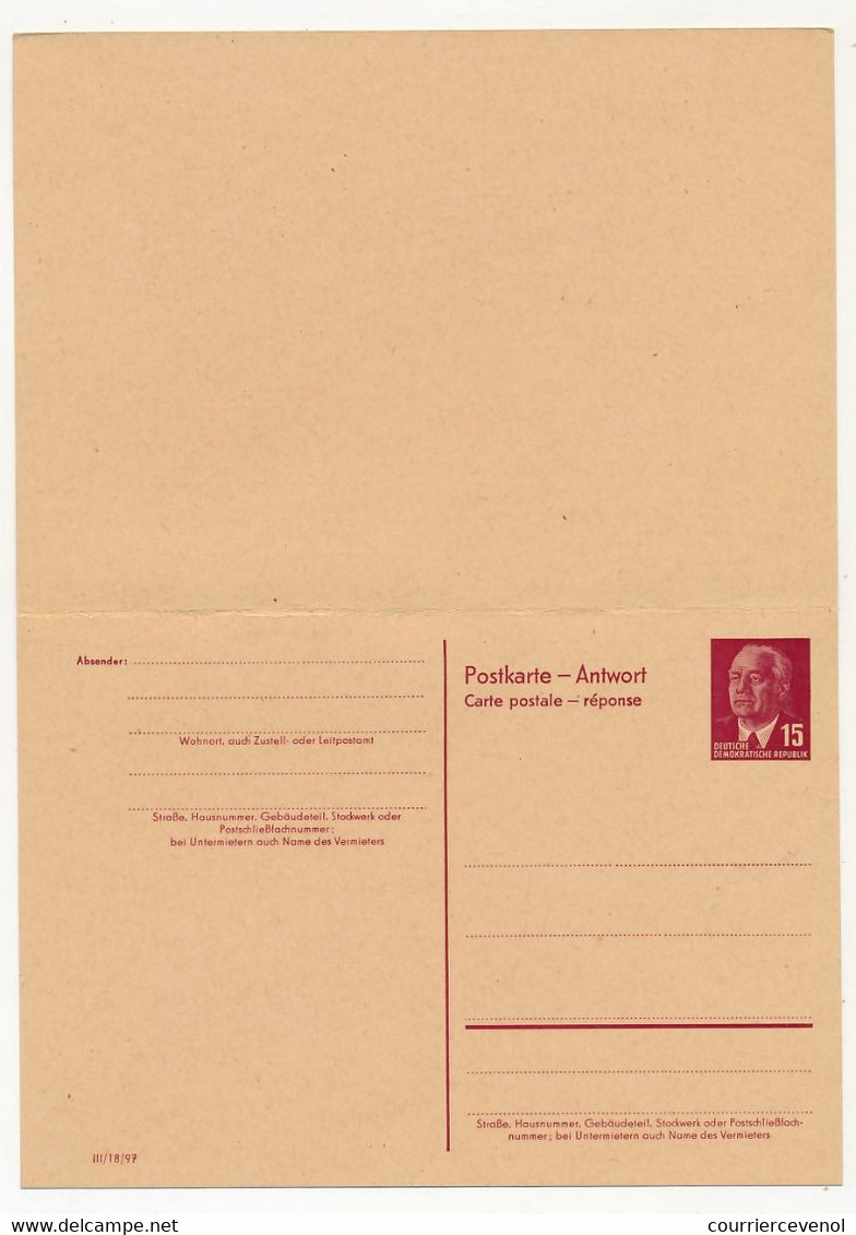 ALLEMAGNE - Entier (CP) 15pf Präsident Wilhelm Pieck Avec Réponse Payée - Neuve - Postkaarten - Ongebruikt