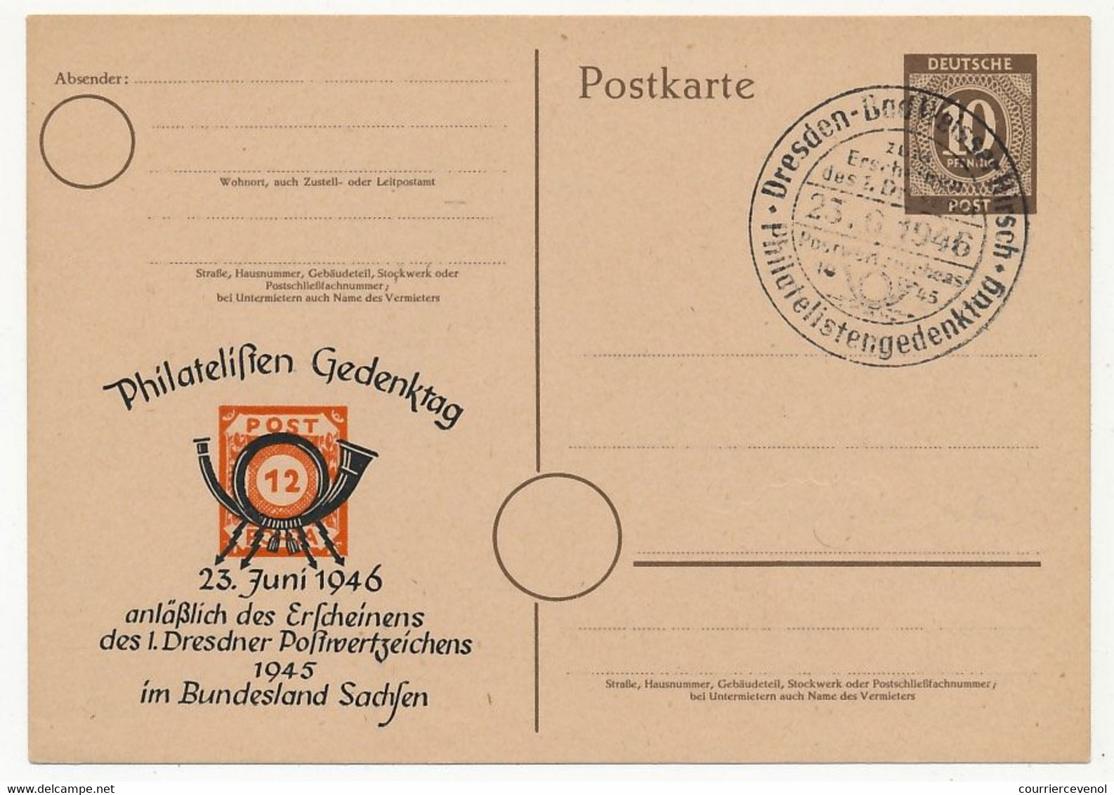 ALLEMAGNE - 2 Entiers (CP) Philatelisten Gedenktag 23 Juin 1946 - Oblitération Temporaire - Otros & Sin Clasificación