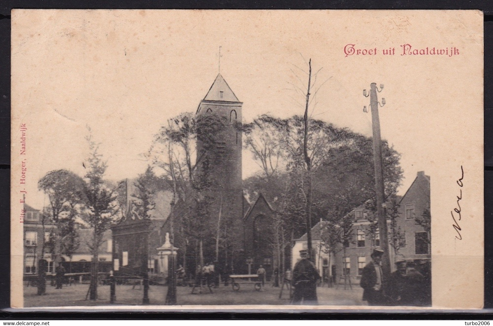 1907 NAALDWIJK Kerk Met Plein Z/w Gelopen Naar Veendam - Naaldwijk