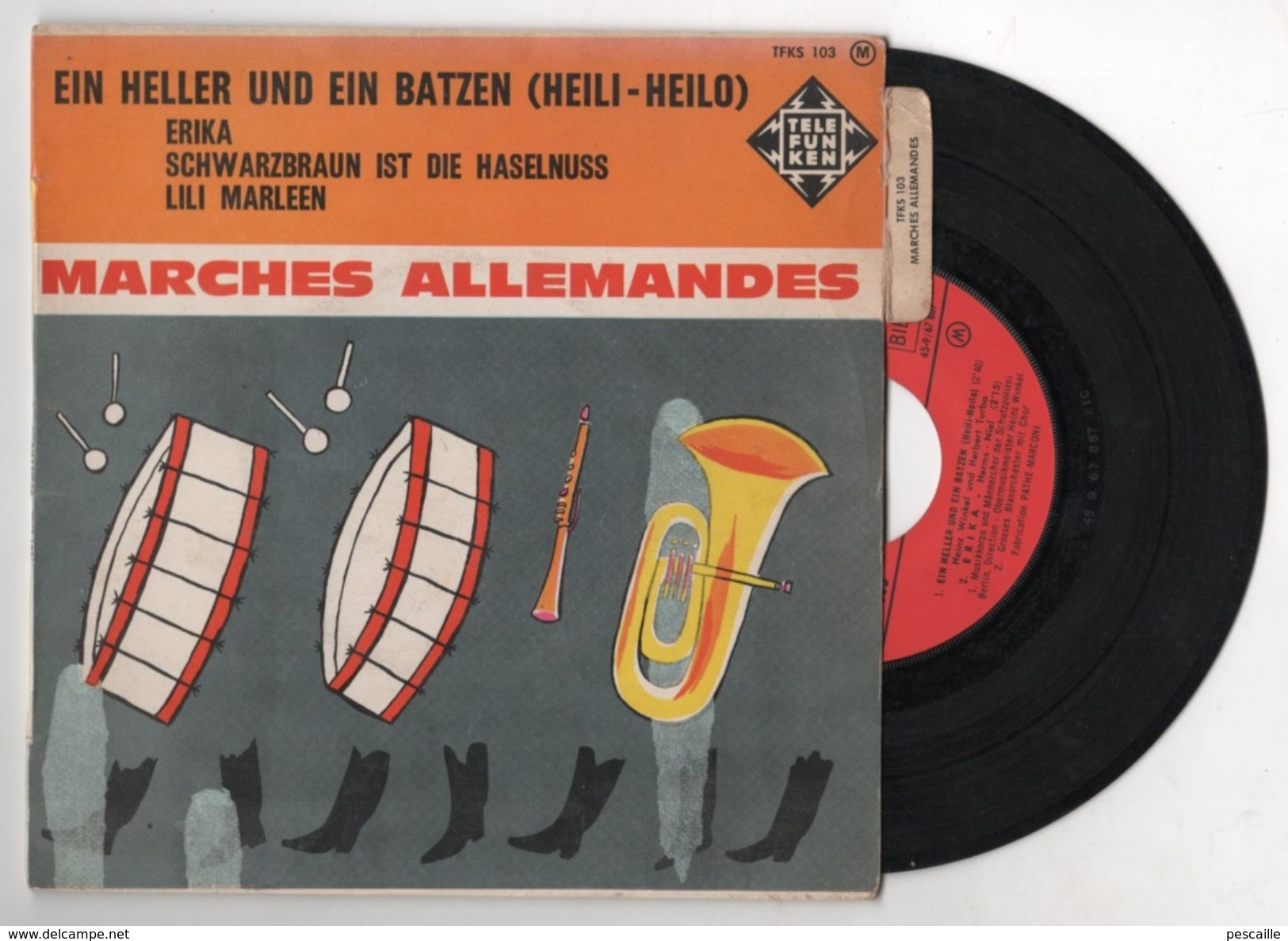 45 T MARCHES MILITAIRES ALLEMANDES WW2 - HEILI-HEILO - LILI MARLEEN - ERIKA - SCHWARZBRAUN IST DIE HASELNUSS - Other - German Music