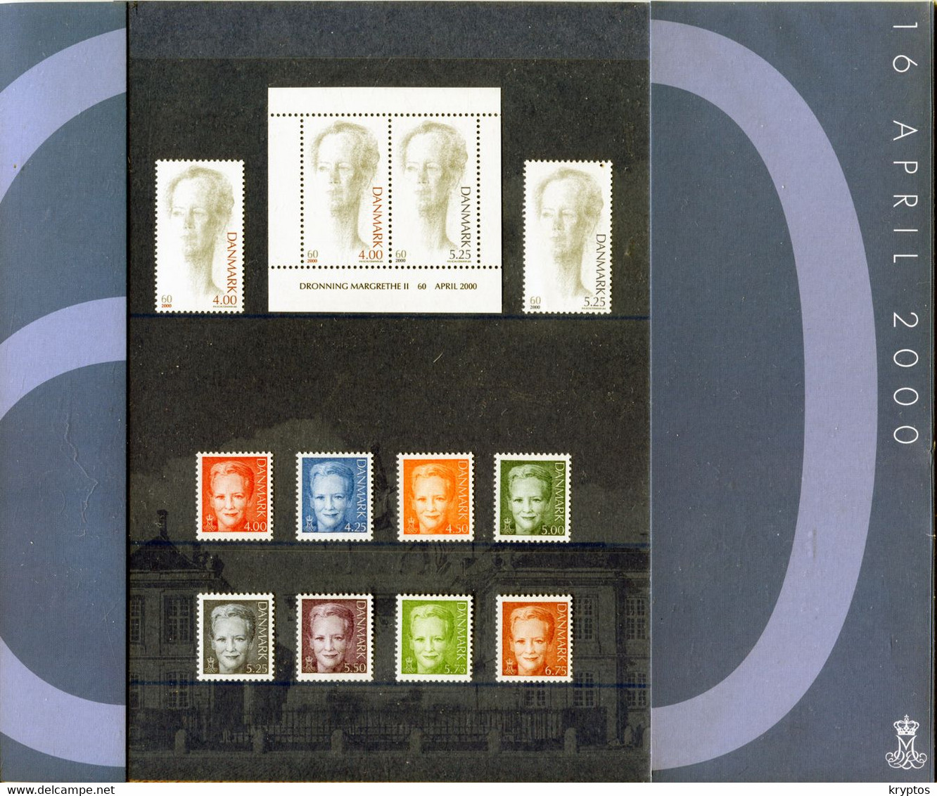 Denmark 2000. Queen Margrethe II Presentation Folder ALL STAMPS UNUSED MINT - Collections