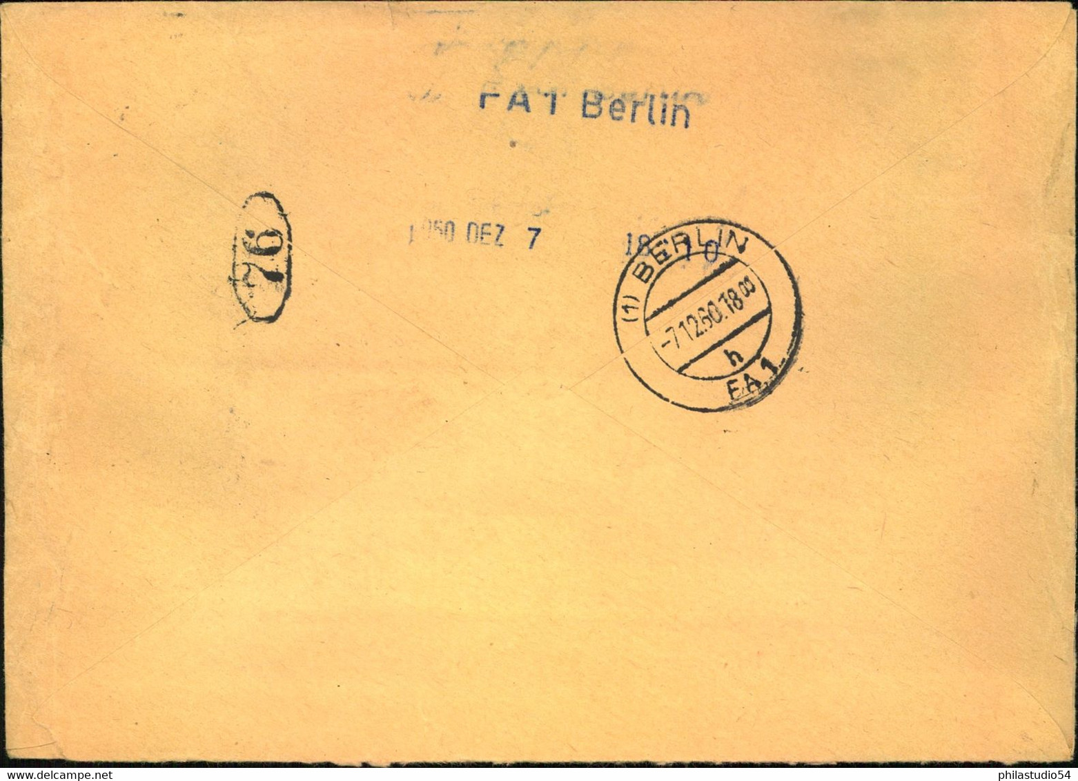 1960, Eilbrief Per Rohrpost Ab BERLIN - NEUKÖLLN Mit Rückseitigem Tagesstempel "BERLIN F.A:1" Und Numerator - Other & Unclassified