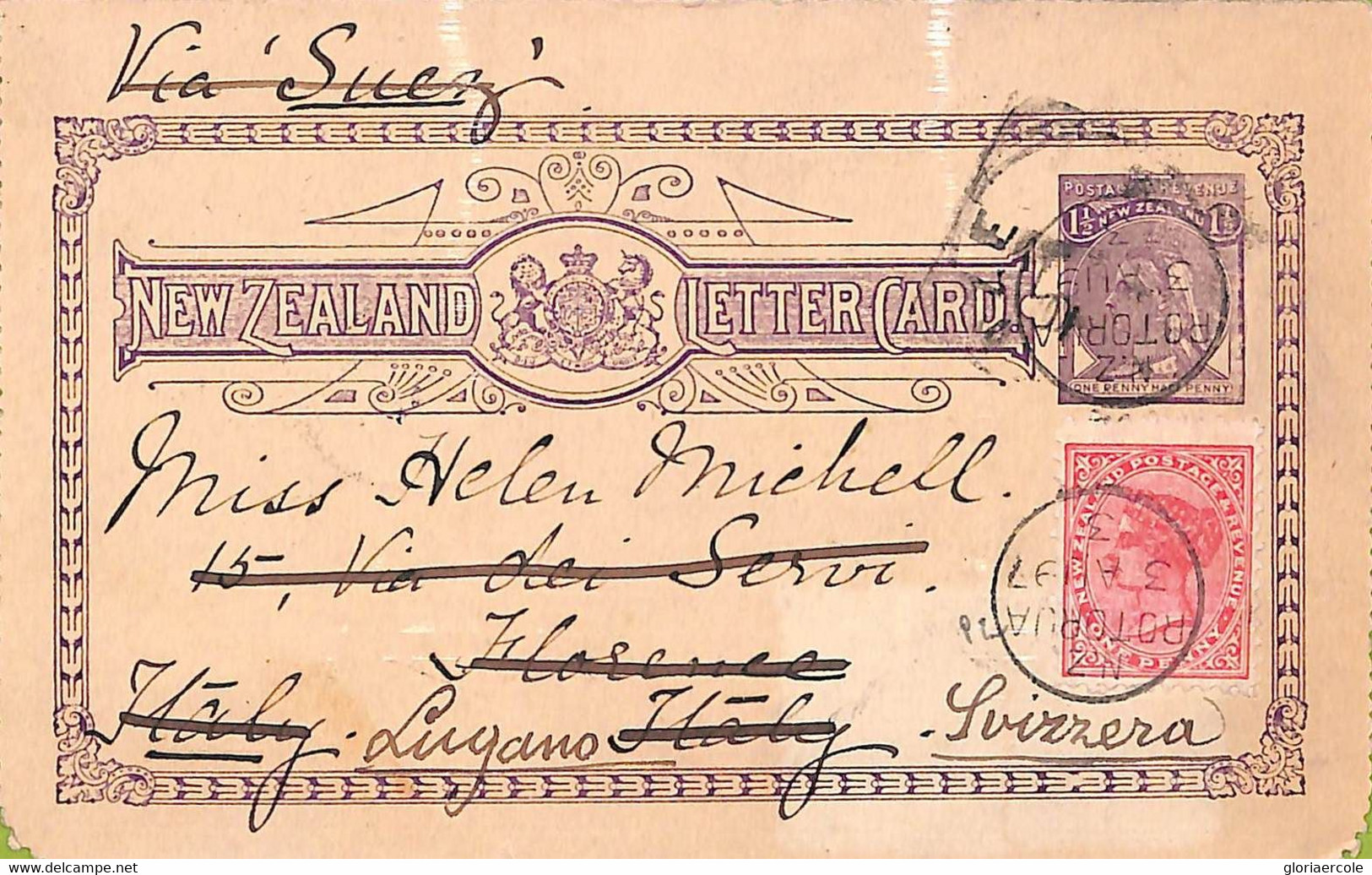 Ac6686 - NEW ZEALAND - POSTAL HISTORY - STATIONERY Letter Card To ITALY 1897 - Cartas & Documentos