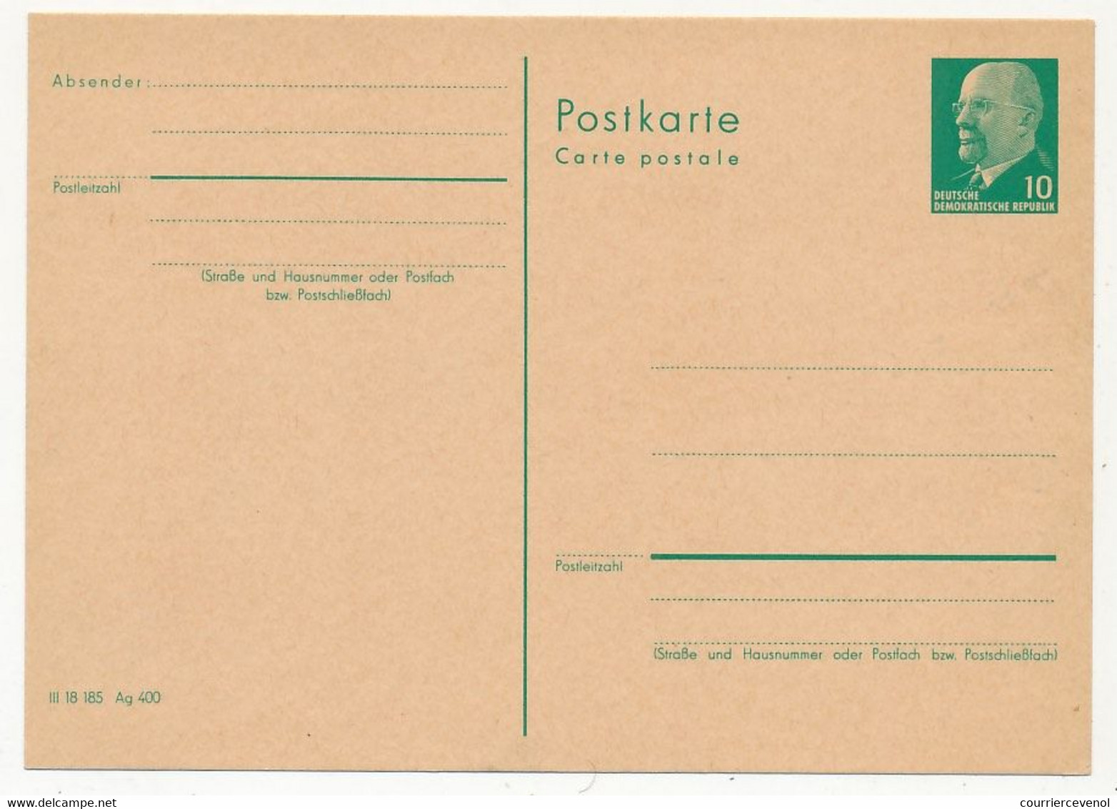 ALLEMAGNE - Entier (CP) 10pf Walter Ulbricht, Neuve - Postales - Nuevos