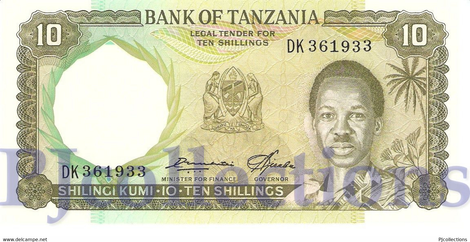 TANZANIA 10 SHILLINGS 1966 PICK 2e UNC - Tanzanie