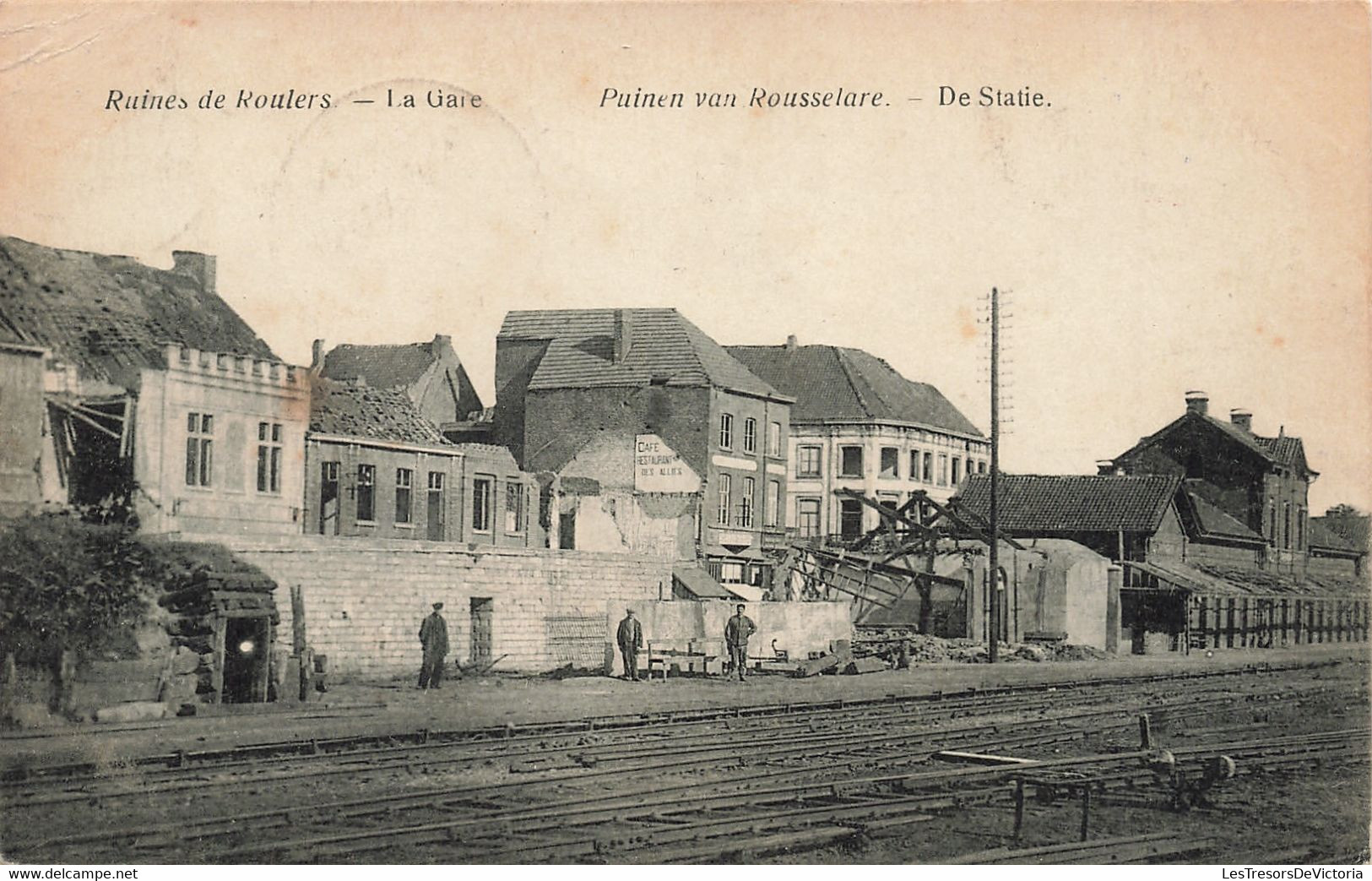 Belgique - Roulers - Ruines De Roulers - La Gare - Edit. Th. De Brauwer Roelens - Animé - Carte Postale Ancienne - Autres & Non Classés