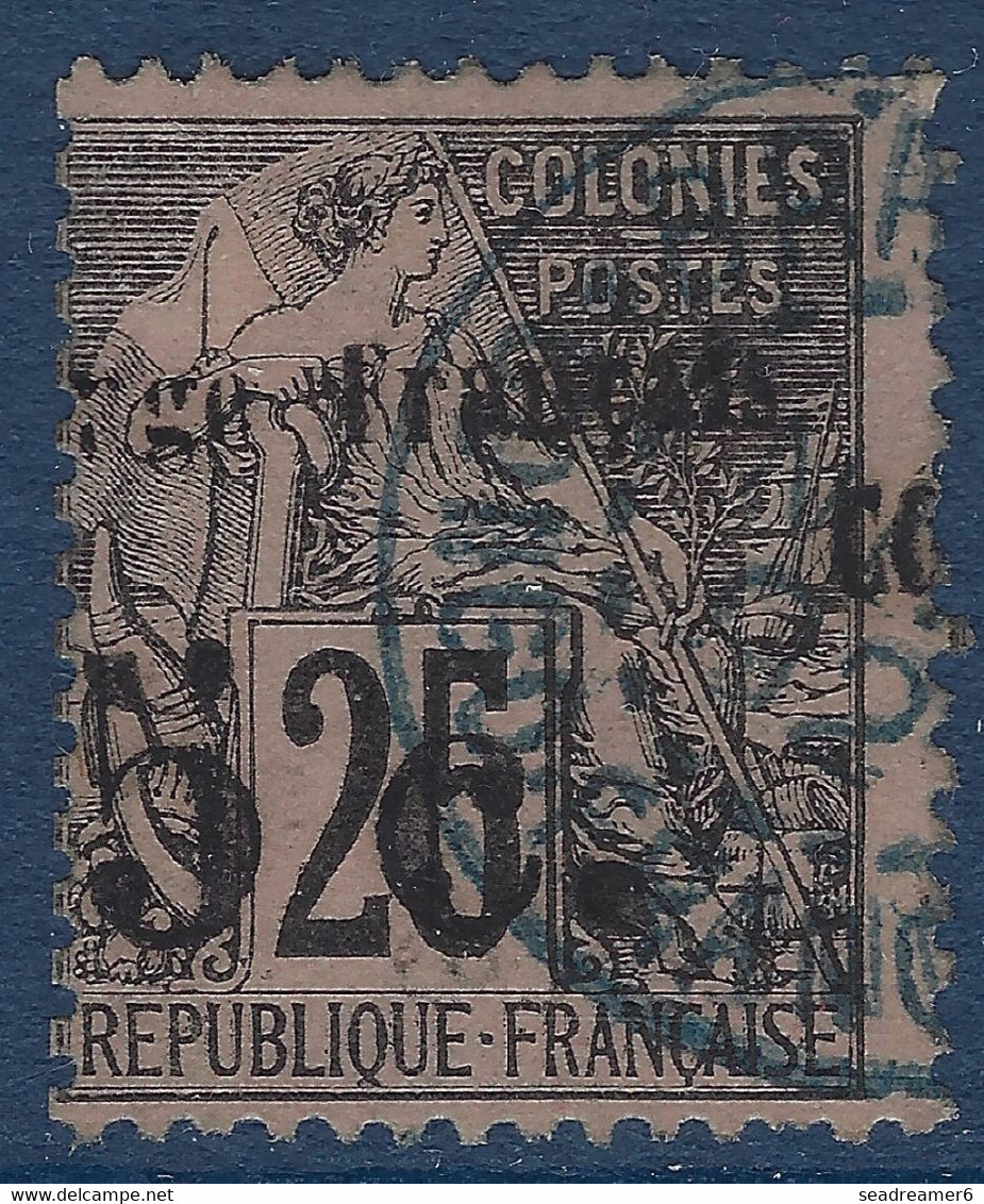 Colonies CONGO N°4c 5c Sur 25c Oblitéré Dateur Bleu De BRAZZAVILLE Variété Surcharge à Cheval "CO" à Droite Très Frais - Usados