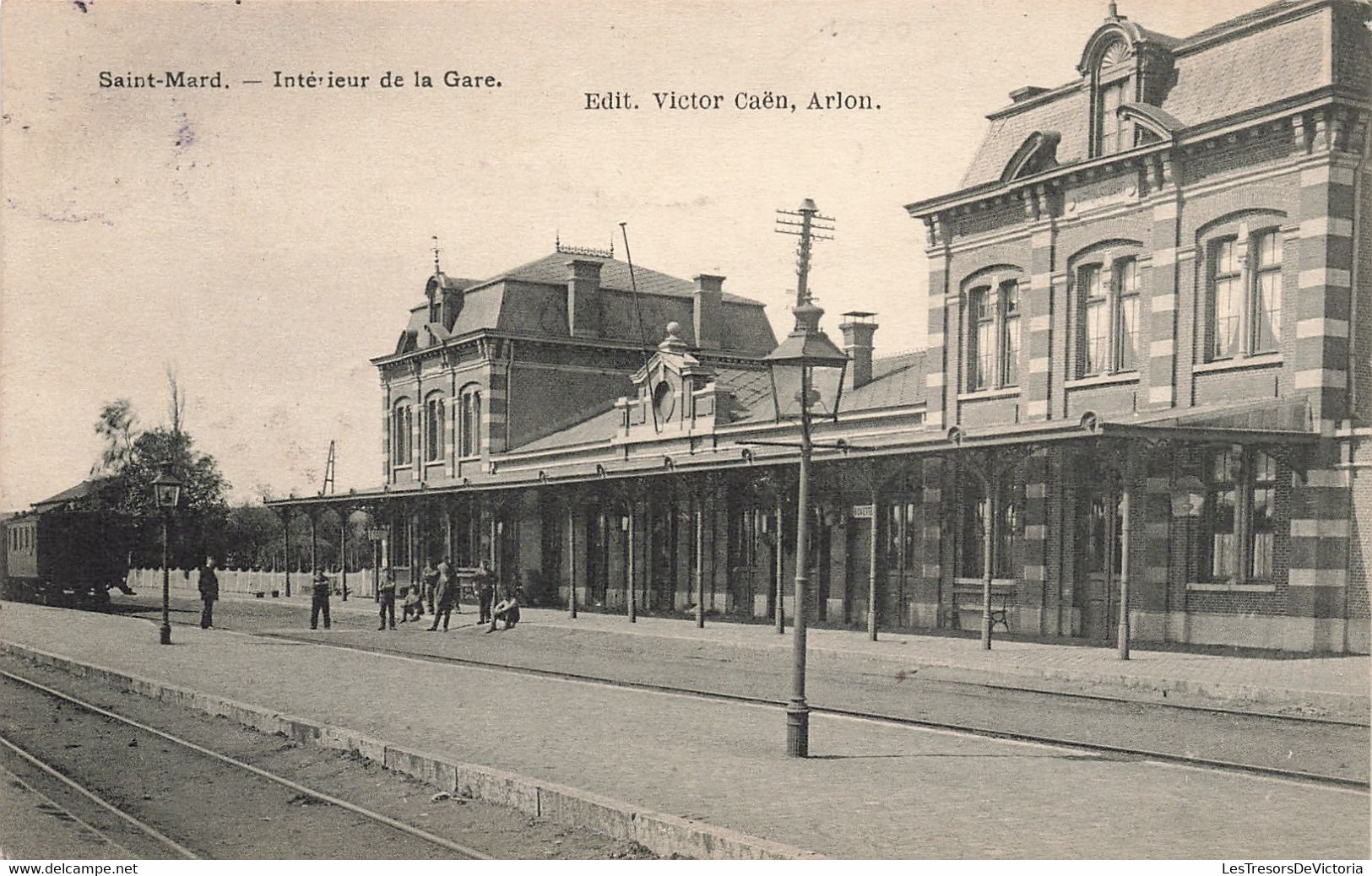 Belgique - Saint Mard - Intérieur De La Gare - Edit. Victor Caen - Oblitéré Virton 1912 - Animé - Carte Postale Ancienne - Virton