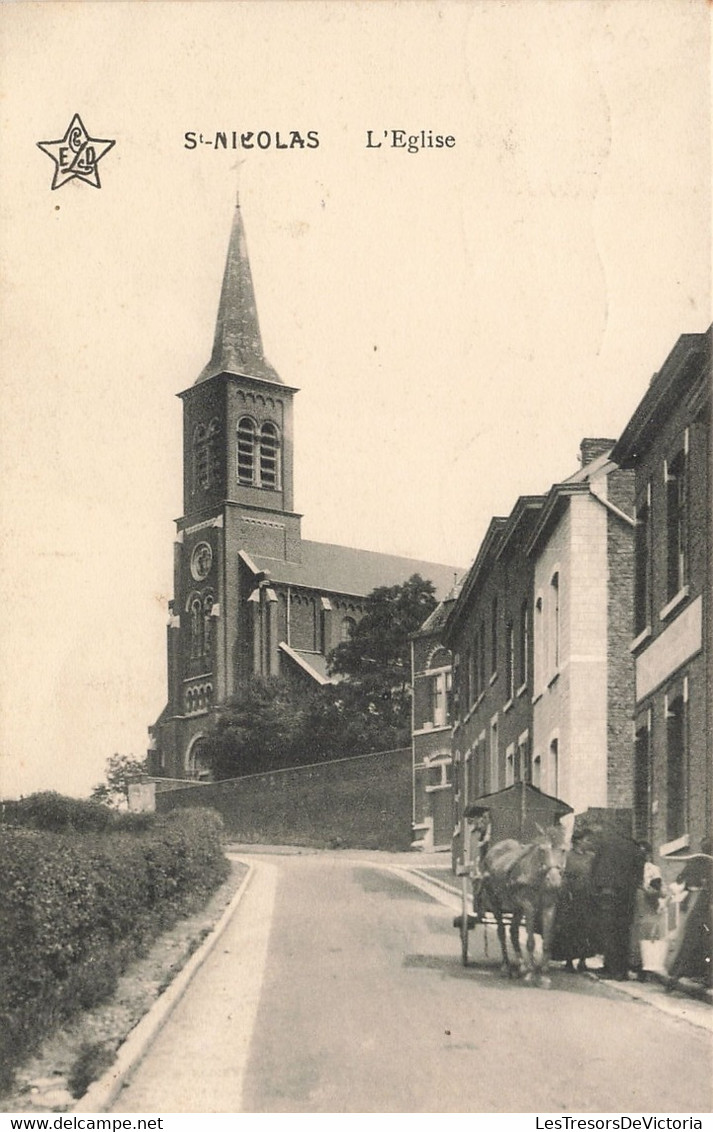 Belgique - Saint Nicolas - L'Eglies - Edit.Eggeman - Animé - Clocher - Oblitéré Liège 1913 - Carte Postale Ancienne - Saint-Nicolas