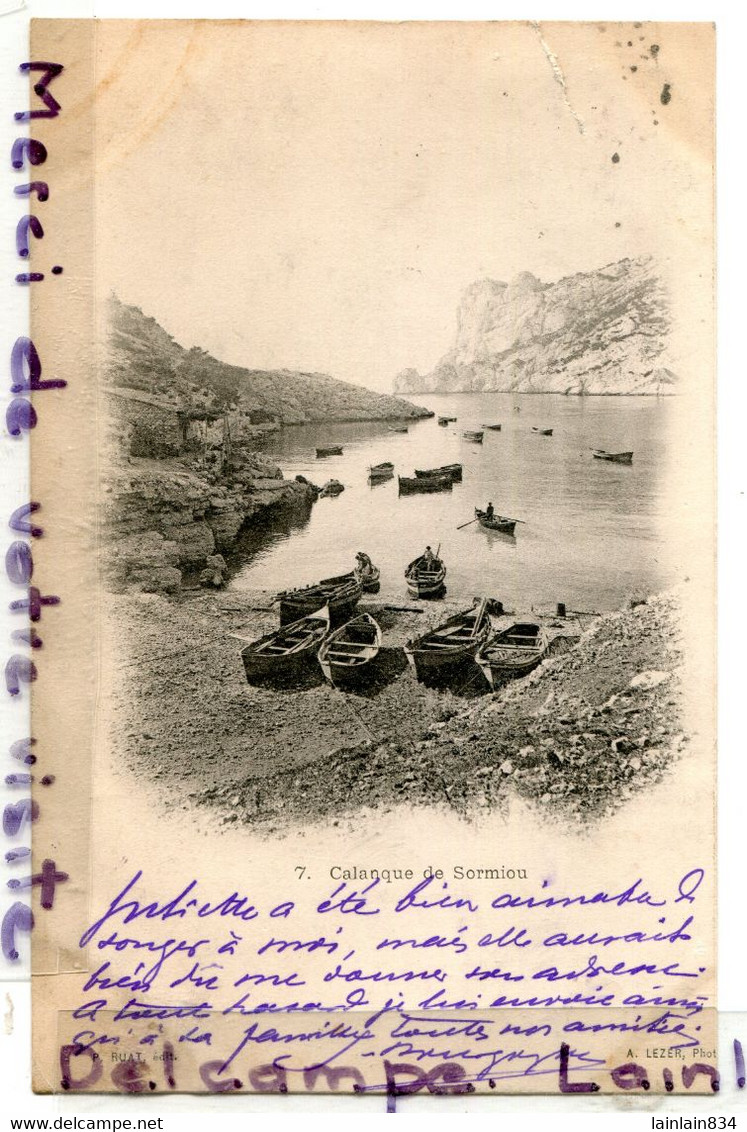 - 7 - Marseille, ( B D R ),Calanque De Sormiou, Peu Courante, Barques, écrite, 1903, Coins Ok, TBE, Scans. - Unclassified