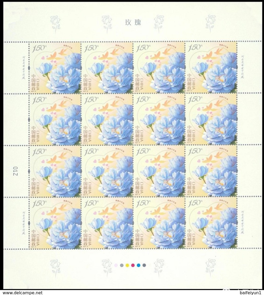 China 2020-10 The Flower-Rose 4v Stamps Full Sheet(hologram) - Hologramme