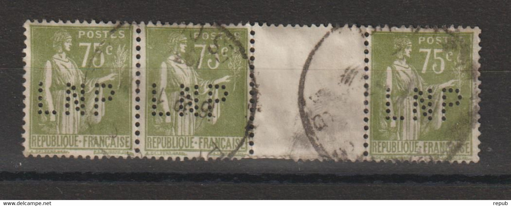 France Perforé Ancoper LNP 107 Bande De 3 Plus Inter Panneau - Used Stamps
