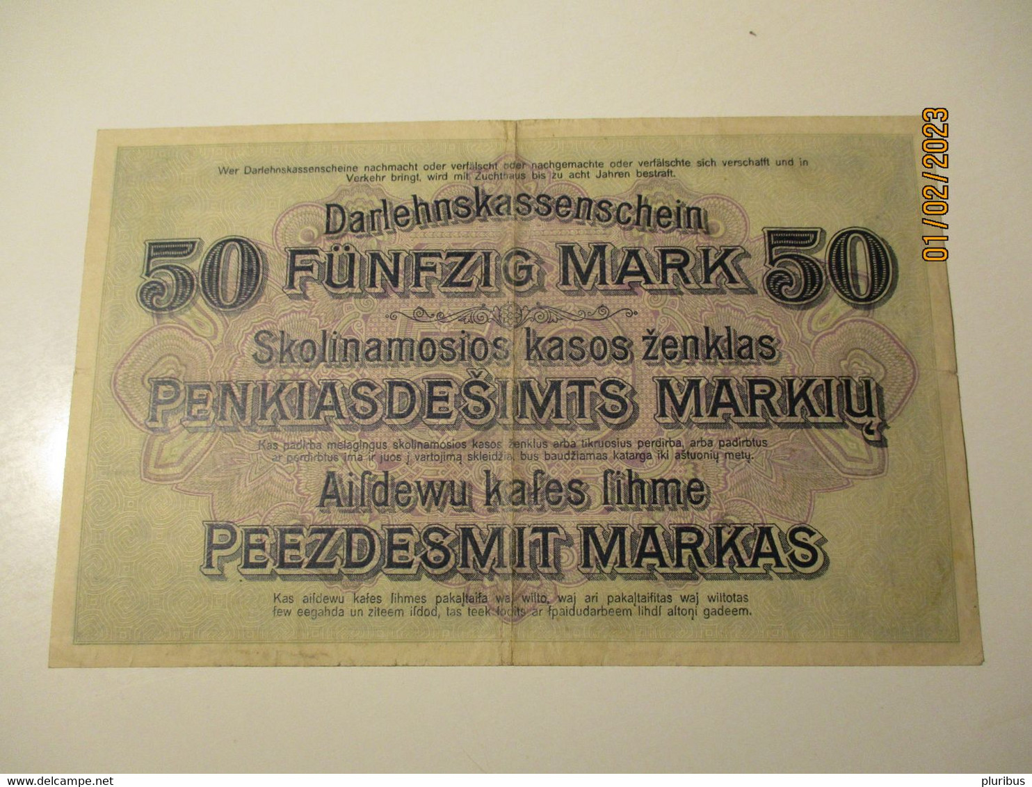 GERMAN WW I OCCUPATION 50 MARK 1918 ESTONIA LATVIA LITHUANIA POLAND KOWNO , 8-29 - Eerste Wereldoorlog